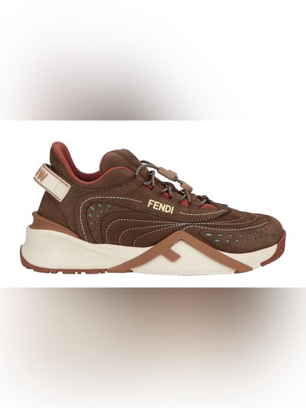 Fendi Brown Leather Nubuck Low-Top Sneakers Size US 10 New